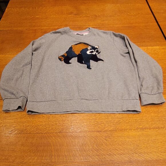 Bonobos Other - Bonobos Slim Fit Heather Grey Raccoon Chenille Patch Graphic Sweatshirt Mens L